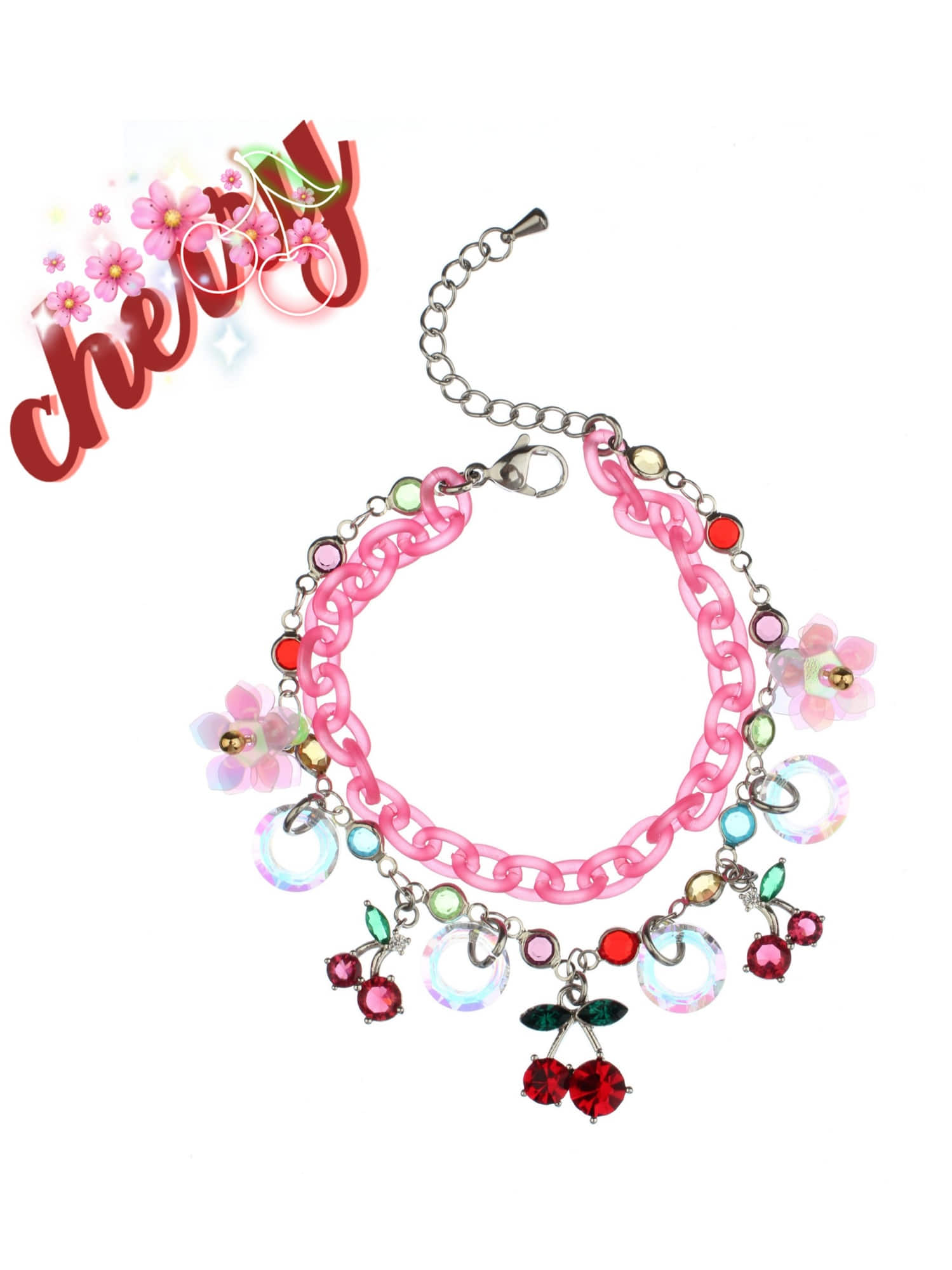 Cherry Flower Rainbow Bracelet(mini)_19cm