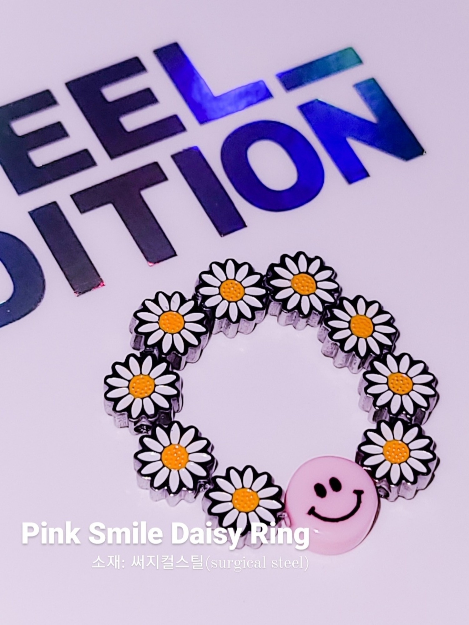 Pink Smile Daisy Ring_WHITE